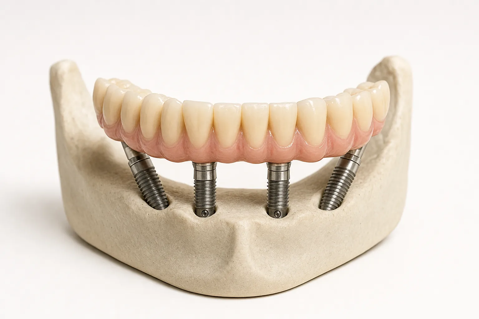 Festsitzende All-on-4 MALO Bridge auf vier Implantaten