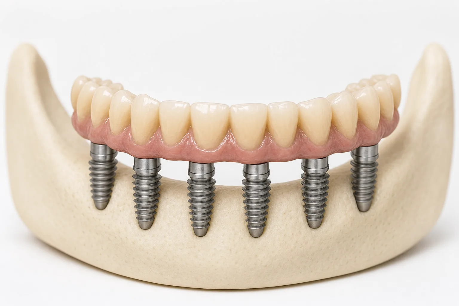 MALO Bridge als festsitzende Implantatbr&uuml;cke auf sechs Implantaten