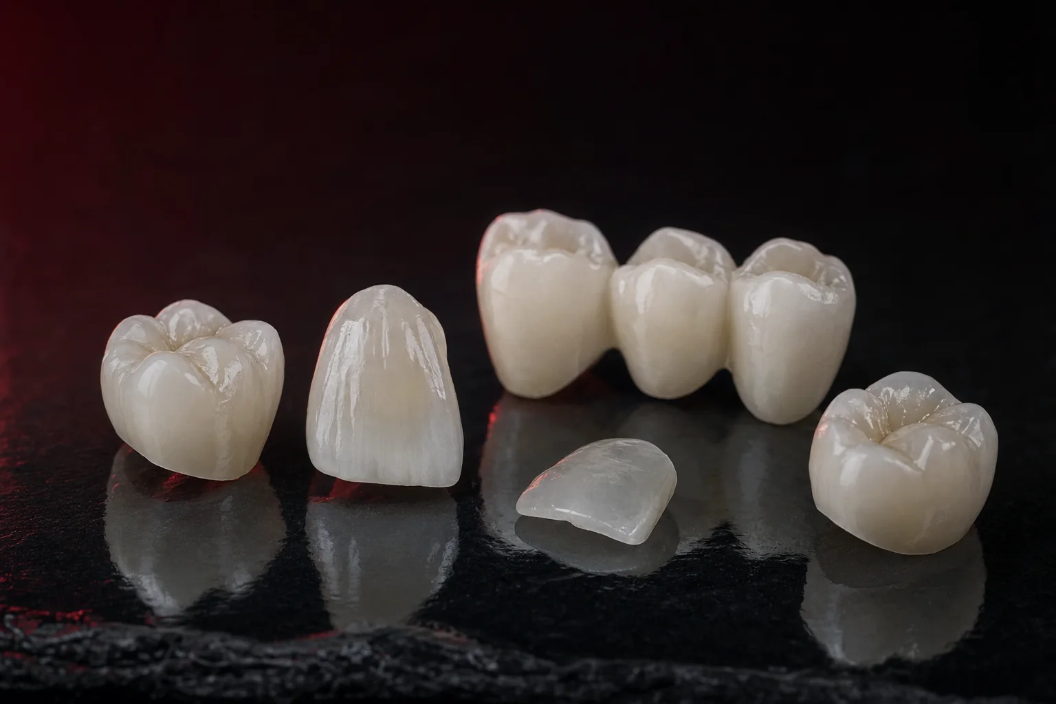 Hochwertige Zahnersatz-Arten aus Vollkeramik und Zirkonoxid, Kronen, Brücken und Veneers im Überblick.