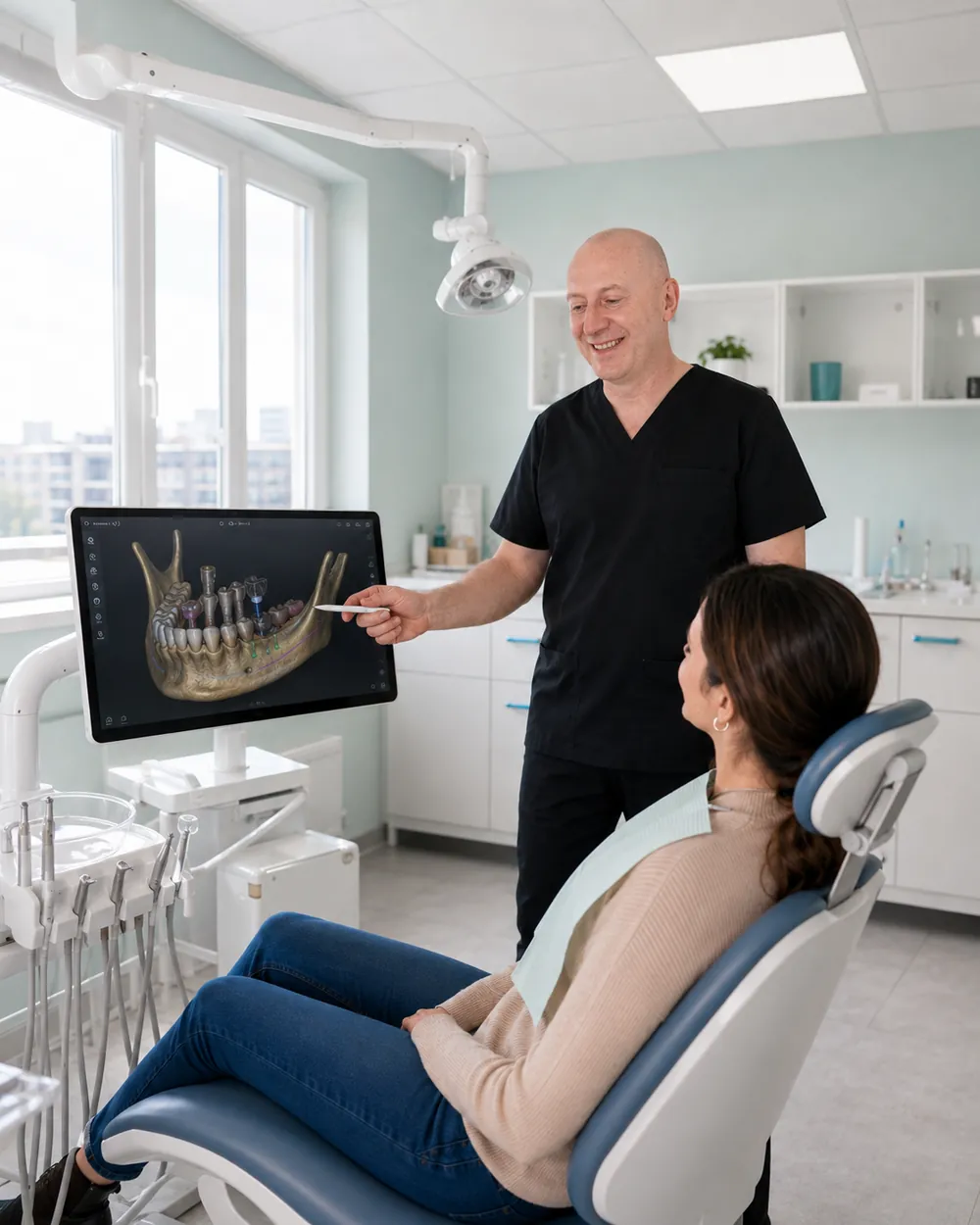Digitales Kiefermodell am Bildschirm, Praxisklinik Dr. Fellmann & Kollegen in Dortmund
