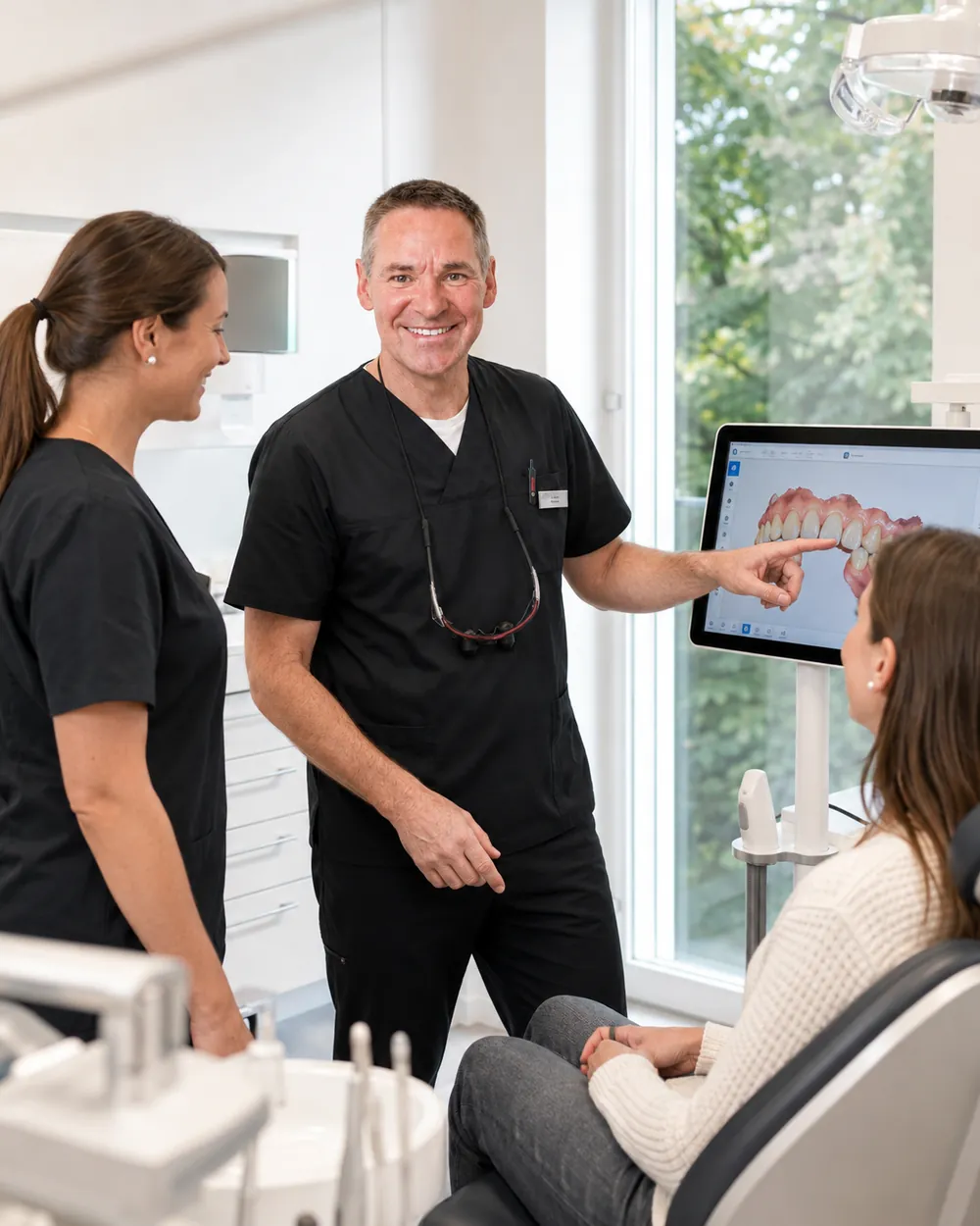 3D-Scan auf dem Monitor im Beratungsgespräch, Praxisklinik Dr. Fellmann & Kollegen in Dortmund