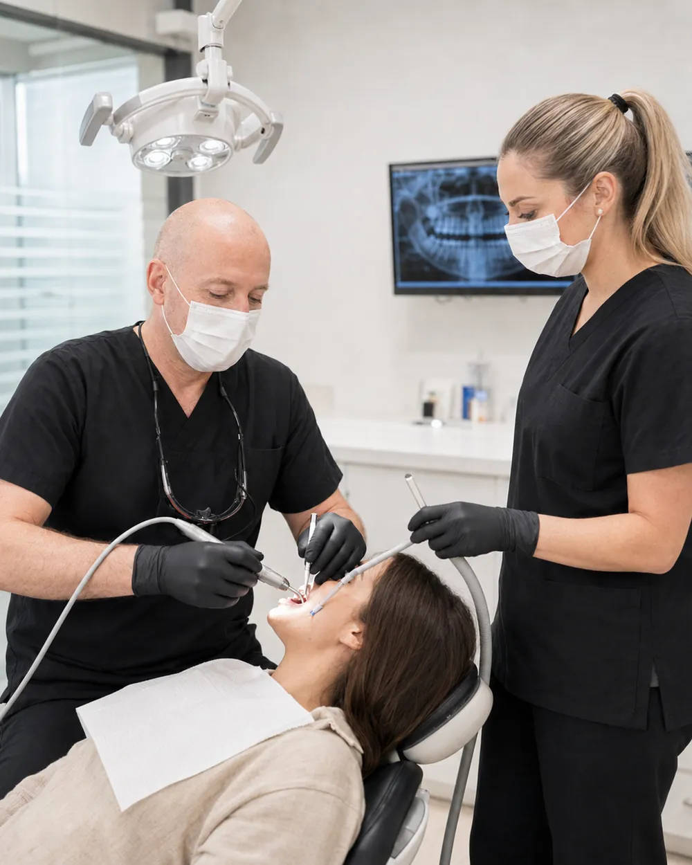 Behandlung am Stuhl mit Assistenz, Praxisklinik Dr. Fellmann & Kollegen in Dortmund