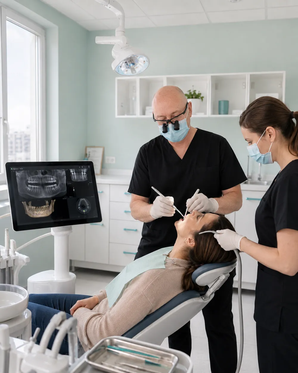 Pr&auml;zise Behandlung mit Lupenbrille, Praxisklinik Dr. Fellmann & Kollegen in Dortmund