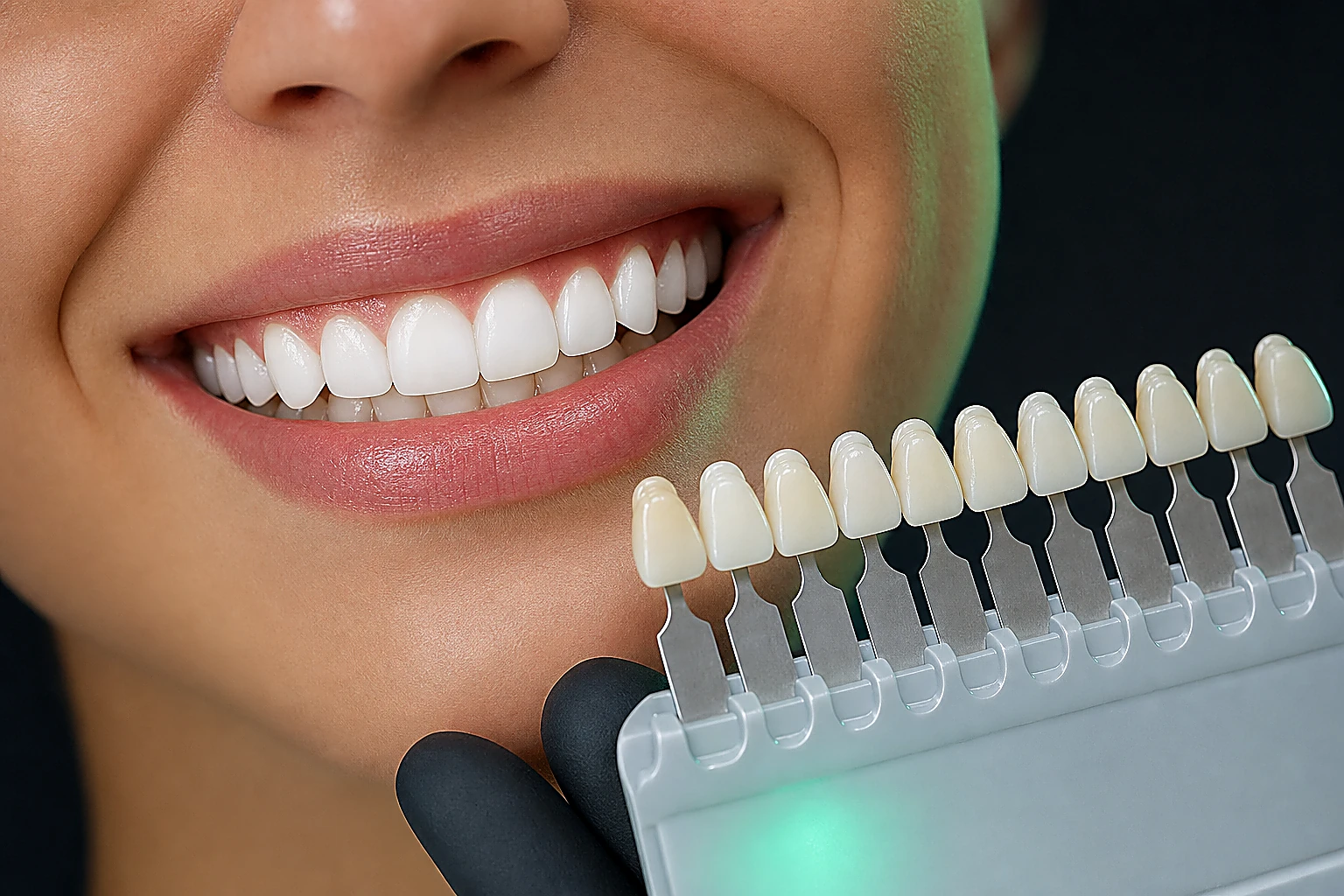 Professionelles Zahn-Bleaching mit Farbskala